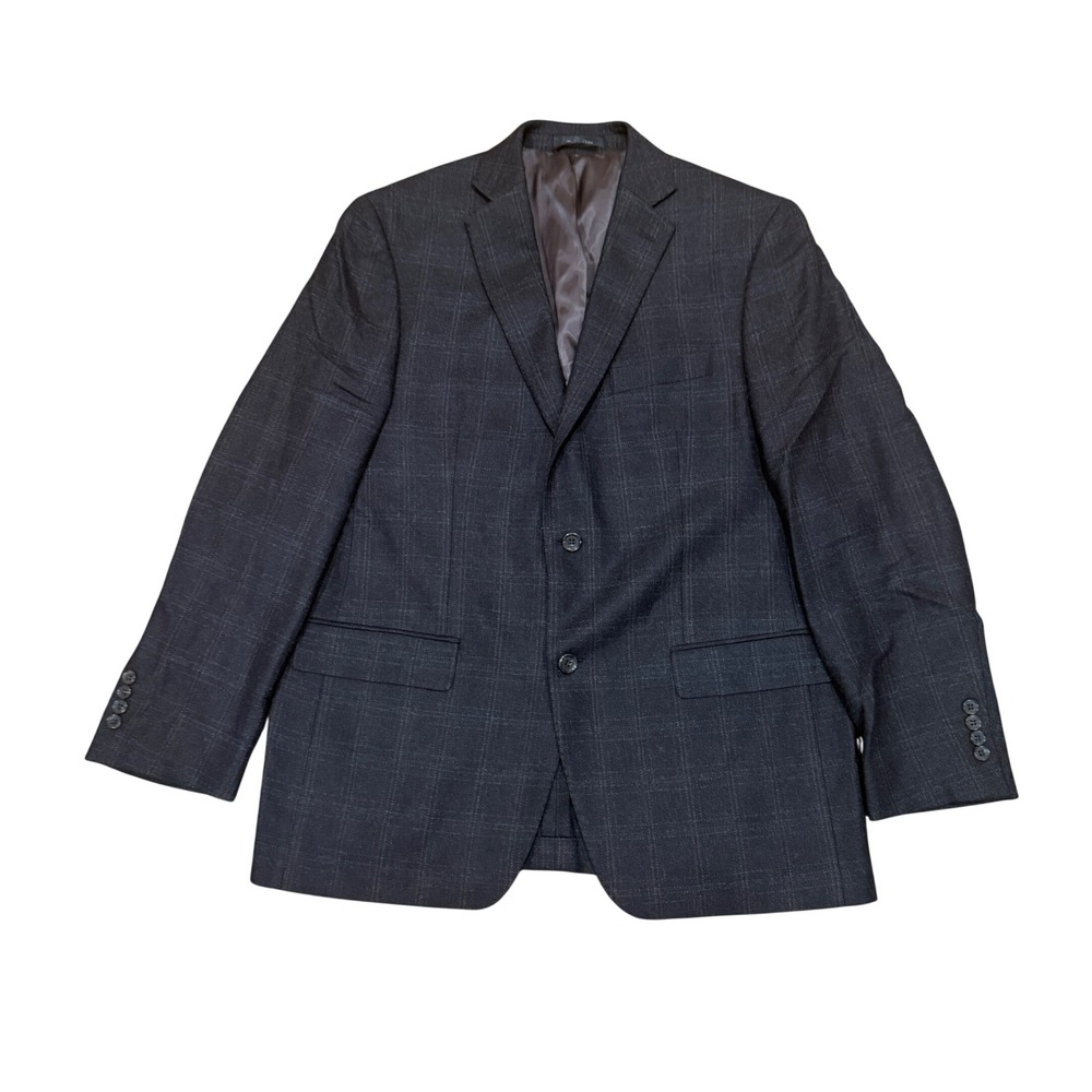 Allen Edmonds Men Brown Plaid 100% Wool Sport Coat Blazer Jacket 42R Business